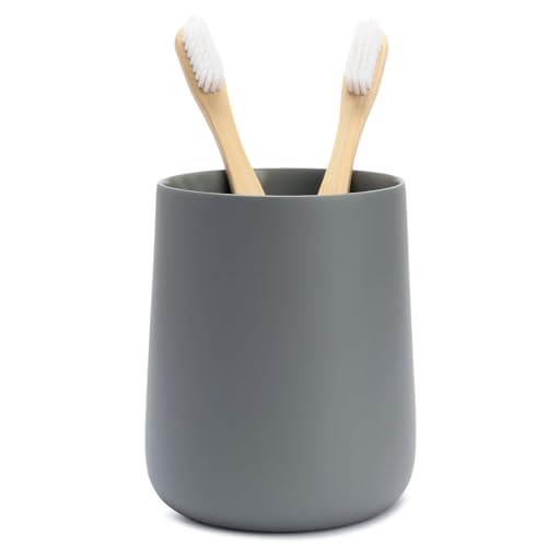 Yew Design Matte Gray Bathroom Toothbrush Holder Cup - Round - color: Round Matte Gray
