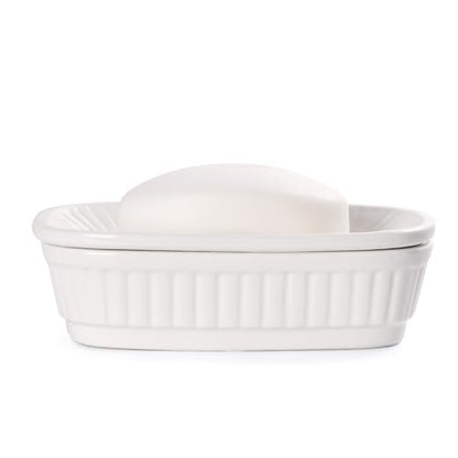 ANTIS'S HOME Ceramic Double Layer Self Draining White Soap Dish Bathroom Kitchen - color: White
