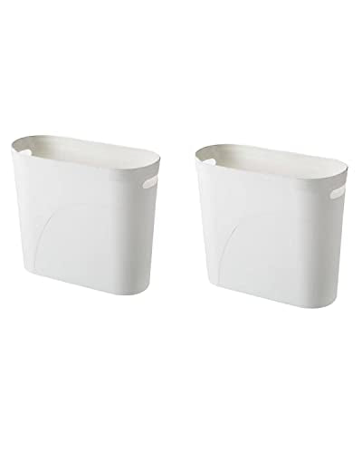 Bathroom Small Trash Can, 3 Gallon Slim Plastic, Set of 2, White - color: 2pack-White