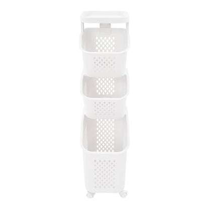 2/3/4-Layer Laundry Basket, Washing Storage Clothes Hamper w/Wheels, Narrow Vertical Rolling Laundry Cart, Bathroom Bedroom Clothes Storage Basket Cart for Towels, Blankets, for Hotel, Dorm (3-Tier) - size: 3-Tier