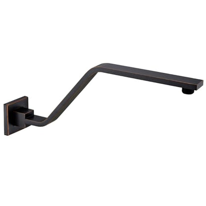 16 Inch S Shape Oil Rubbed Bronze Shower Head Arm, Square Wall Mounted Shower Arm and Flange Included - color: Oil Rubbed Bronze