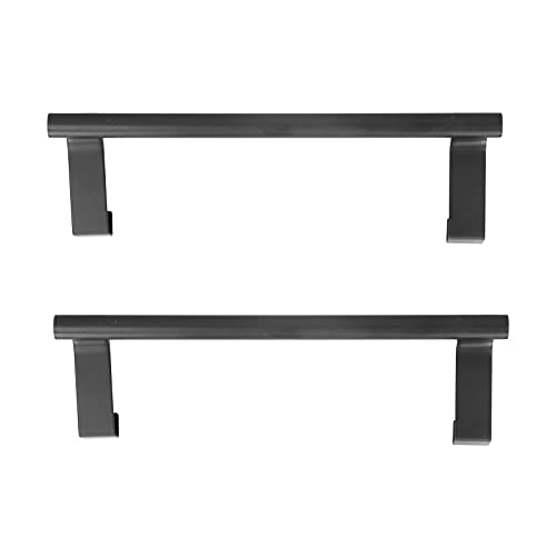 GOTOTOP Black Towel Holder Rack, 430 Stainless Steel Cabinet Door Towel Bar 23CM, No Drill Over Door Design, Space Saving for Bathroom Kitchen Home Hotel Hand or Dish Towels (23CM) - size: 23CM