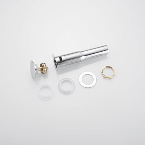 Bathroom Sink Drain, 1-1/2" to 1-3/4", Chrome | Bathroom Sink Stopper with Overflow Pop Up Drain Assembly Stopper Vessel Vanity Lavatory Commercial Bath Brass - color: Chrome