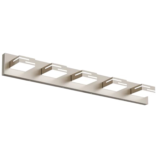 LED Modern Bathroom Vanity Light Fixtures, Dimmable Brushed Nickel Vanity Lights for Bathroom Lighting Fixtures Over Mirror, with 360° Rotatable Acrylic Heads 5-Light 36-inch (Cool White 6000K) - color: Nickel, size: 5-light, 36-inch