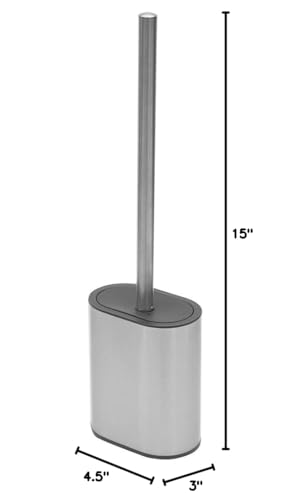 Half Size Stainless Steel Toilet Brush Holder with Flexible Rubber Brush Head, Black by Home Basics