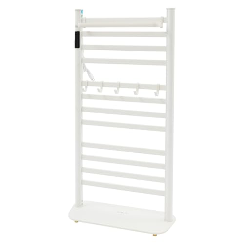 Freestanding Towel Warmer Rack, Heated Electric Carbon Fiber, Timer (White) | Place in Bathrooms to Warm Towels and Dry Clothes—Carbon Fiber Heating Eliminates Dampness, Spa‑Like Comfort Daily. - color: White