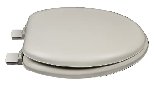6Q1E2-01 Premium Soft Toilet Seat with Wood Core includes Vari-Adjust Lok-Down Release 'N' Clean Hinge, Elongated, Bone - color: Bone, style: Elongated