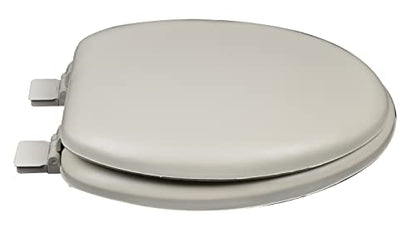 6Q1E2-01 Premium Soft Toilet Seat with Wood Core includes Vari-Adjust Lok-Down Release 'N' Clean Hinge, Elongated, Bone - color: Bone, style: Elongated