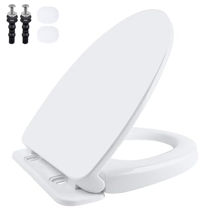 SS124 Toilet Seat Replacement Compatible with TOTO, Cotton White | Elongated Soft Close Toilet Seat for SS124, Transitional Slow-close & Heavy Duty, with Universal Toilet Bolts and Nuts, - style: Compatible with TOTO #SS124