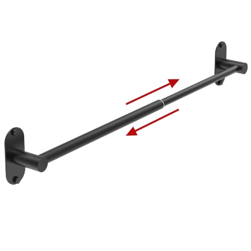 Towel Bar, Adhesive or Drill Wall Mount, Matte Black, 1 Pack | Adjustable 16.7 to 28.5 Inch, 304 Stainless Steel Hand Towel Holder, Round Base Towel Racks for Bathroom, Kitchen Use - color: Extended Length–black