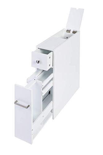 Spirich Slim Bathroom Storage Cabinet with Toilet Paper Holder, White | Slide-Out Drawers, Hidden Top Compartment, Toilet Paper Storage for Small Bathrooms, Powder Rooms, and Narrow Spaces - color: White