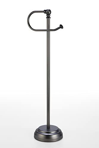 SunnyPoint Classic Bathroom Free Standing Toilet Tissue Paper Roll Holder Stand (Black Nickel) - color: Black Nickel