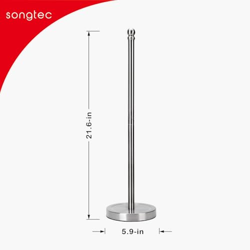 Songtec Toilet Paper Holder Stand Reserve for Bathroom, Floor Standing TP Holder for 4/5 Rolls, Stainless Steel (Brushed Nickel) - color: Brushed Nickel