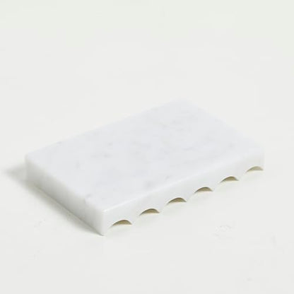 Luxurious Marble Soap Dish Jewelry Ring Tray - Rectangle Stone Soap Tray & Saver for Shower – Self Draining Soap Holder for Bathroom, Kitchen,Carrara White - color: Carrara White
