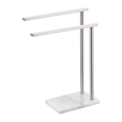 Free Standing Towel Rack Brushed Nickel 2-Tier Hand Towel Bars for Bathroom Vanity Countertop with Thicken Steady Marble Base, Stainless Steel AN7003BR - color: Brushed Nickel, size: 2-Bar