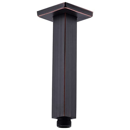 6 Inch Oil Rubbed Bronze Square Ceiling Mount Shower Arm Flange | Stainless Steel Rain Straight Shower Head Extension Pipe, Brushed ORB - color: Oil Rubbed Bronze, style: 6 Inches