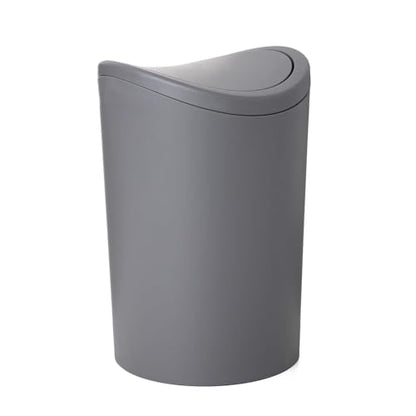 Superio MIni Bathroom Trash Can with Lid, Modern Grey Mini Waste Bin with Swing Lid (1 1/2 Gallon, 6 Liter) Plastic Garbage Can for Kitchen, Bathroom, Bedroom, Office, Under Desk (1, Grey) - color: Grey
