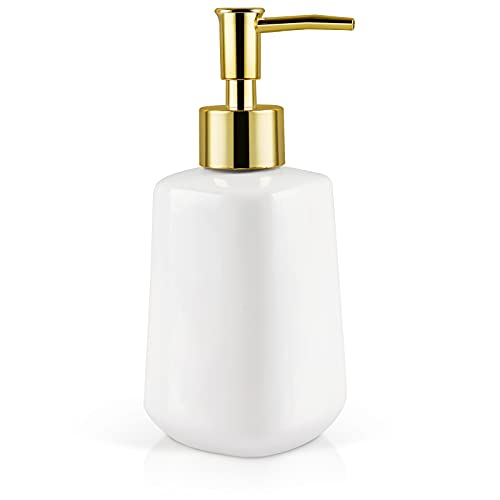 14OZ Dish Soap Dispenser, Hand Soap Dispenser Ceramic Bottle (Bright White) | Pump Dispenser Bottle, Refillable Liquid, Dish Soap, Hand Soap, Essential Oil & Lotion, Great for Kitchen & Bathroom - color: Bright White