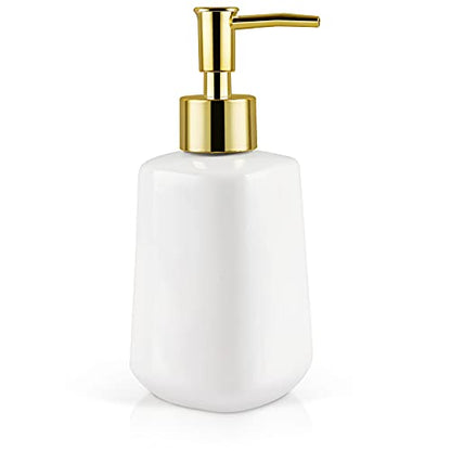 14OZ Dish Soap Dispenser, Hand Soap Dispenser Ceramic Bottle (Bright White) | Pump Dispenser Bottle, Refillable Liquid, Dish Soap, Hand Soap, Essential Oil & Lotion, Great for Kitchen & Bathroom - color: Bright White