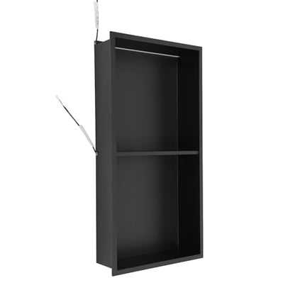 12x 24n Stainless Steel Shower Niche with LED Light, Black No Tile Needed Wall Niche with 2-Tier Shelves, Recessed Shower Shelf for Bathroom Storage, IP44 (12 * 24in LED) - size: 12*24in LED
