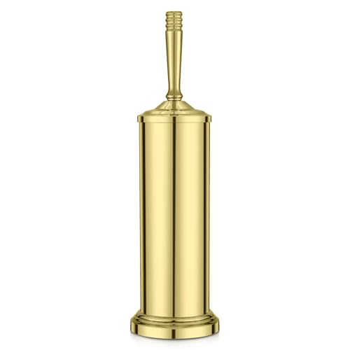 Gold Toilet Brush and Holder Set，Toilet Bowl Brush and Holder | Heavy Duty Toilet Brush for Bathroom, Stainless Steel Toilet Cleaner Brush,Deep Cleaning,Space Saving,Covered Brush - color: Gold01
