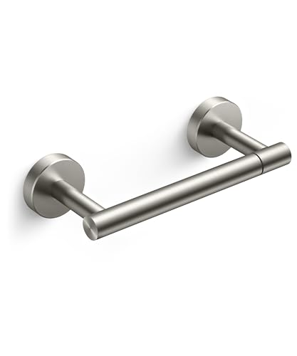 FORIOUS Commercial Toilet Paper Holder Wall Mount Bathroom Tissue Holder | Brushed Nickel | SUS304 Stainless Steel Rustproof | Double Post Pivoting Toilet Paper Roll Holder | Screw-In | Round Base - color: Stainless Steel
