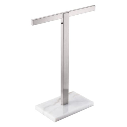KOKOSIRI Hand Towel Bar Stand Towel Rack with Marble Base for Bathroom Kitchen Vanity Countertop, Brushed Stainless Steel 15.7'' Height THS0002-SM-BR - color: Brushed Nickel, size: 1-Bar