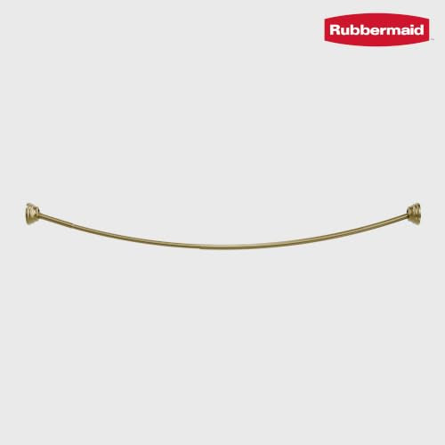 Rubbermaid Curved Shower Curtain Rod, No Drill, 50-72 Inches Adjustable Tension Shower Rod for Bathroom, Non-Slip, No Rust, Gold - color: Gold