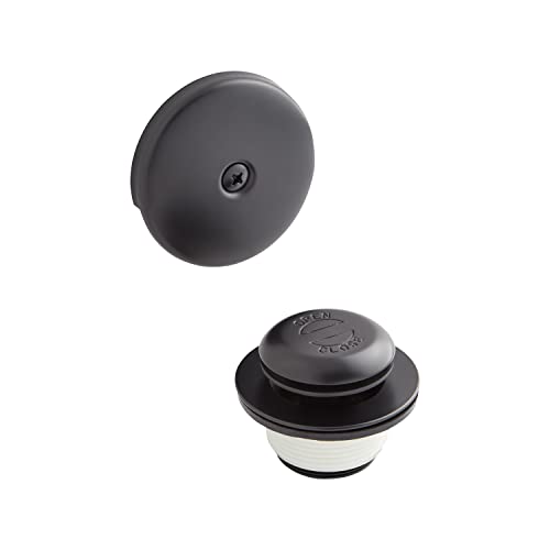 Signature Hardware 477094 Pop-Up Drain with Overflow Cover for Alcove Tub - Matte Black - color: Matte Black