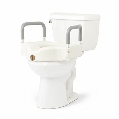 Medline Bariatric Raised Toilet Seat, Locking with Arm Rests, 4 Inch, 600 lb Capacity, Retail Packaging - Comfortable & Secure Solution for Heavy Individuals
