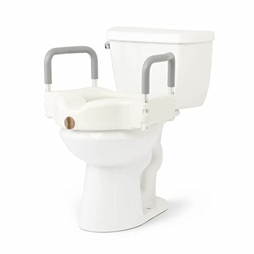 Medline Bariatric Raised Toilet Seat, Locking with Arm Rests, 4 Inch, 600 lb Capacity, Retail Packaging - Comfortable & Secure Solution for Heavy Individuals