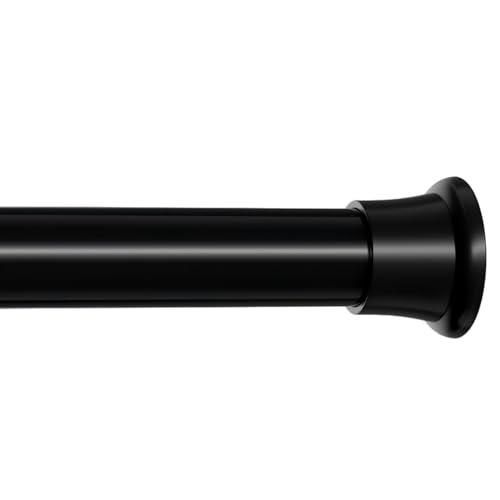 MEXAU 1 Pack Black Spring Tension Curtain Rods 16-37 Inch Small Shower Rod | Adjustable Tension Rods No Drilling for Window, Bathroom, Closet, 7/8"Spring Tension Rods,Small Shower Curtain Rod,Iron - color: Black-1P, size: 16-37 inch