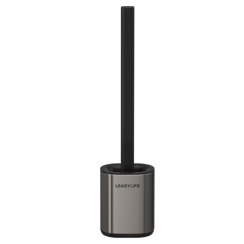 Toilet Brush and Holder, Tungsten Steel, Stainless Steel - color: Tungsten Steel