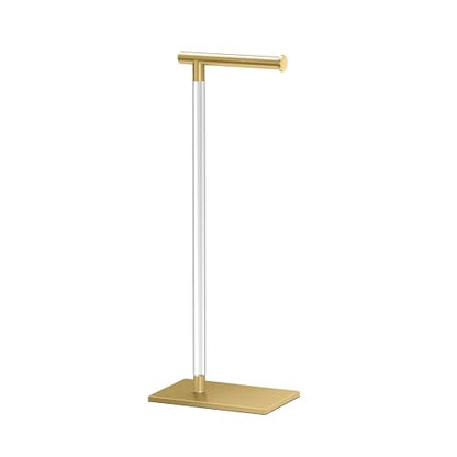 Gatco 1331B Toilet Paper Holder Stand, Brushed Brass with Acrylic Post, Rectangle Weighted Base, Freestanding Bathroom Floor Stand, 22.25 Inch - color: Brushed Brass/Acrylic, 22.25"h