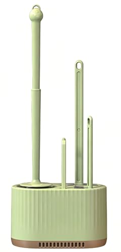 Basaza Toilet Brush and Holder Set Toilet Bowl Cleaning Brush and Holder for Bathroom 4 in 1 Light Green Toilet Bowl Cleaner Brushes & Holders Floor Standing or Wall Mounted - color: Light Green 4 in 1 Toilet Brush Set