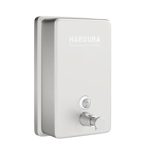 HARDURA Commercial Soap Dispenser Wall Mount Stainless Steel | Vertical, Manual Liquid Pump, Rust-Proof, Leak Free for Bathroom, 43.96oz (1300ml)