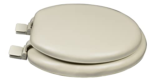 6Q1R2-01 Premium Soft Toilet Seat with Wood Core includes Vari-Adjust Lok-Down Release 'N' Clean Hinge, Round, Bone - color: Bone, style: Round