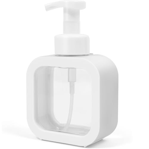 Foaming Soap Dispenser, 300ml (10oz) Plastic Refillable Foaming Hand Soap Dispenser with 8 Pcs Waterproof Labels, Foam Pump Bottle for Bathroom and Kitchen (White) - color: White