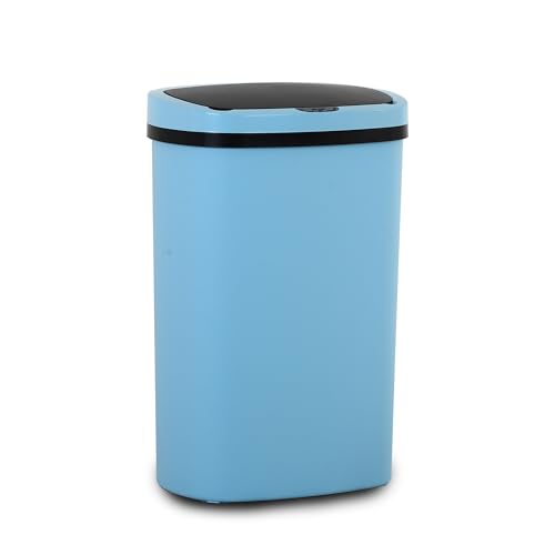 Automatic 13 Gallon Trash Can,Soft Close Large Garbage Can with Lid,Indoor Smart Trashcans for Kitchen,Waterproof Trashcans for Kitchen,Touch-Free Trash Can,Blue - color: Blue, style: 1 piece