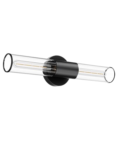 Bathroom Vanity Light Fixture, 2-Light Black Wall Sconce Lighting Fixture with Clear Glass, Indoor E26 Stocket Wall Lamp for Mirror Living Room Hallway(Bulb Not Included) - color: Clear Glass-Black, size: 1 Count (Pack of 1)