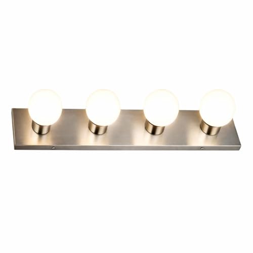 Design House 519298 Contemporary 4-Light Indoor Vanity Light Dimmable for Bathroom Bedroom Vanity Makeup, Satin Nickel - color: Satin Nickel