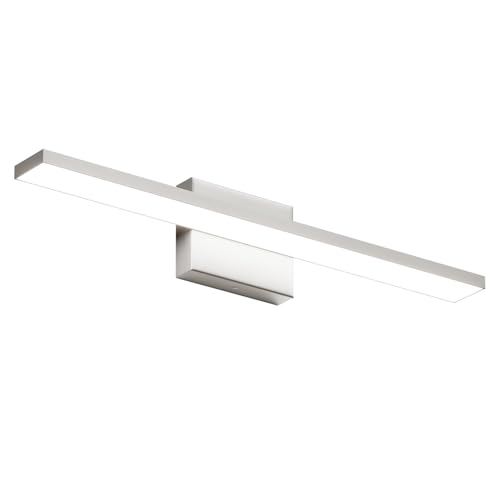 Ralbay Brushed Nickel Vanity Light for Bathroom Metal Acrylic Modern LED Bathroom Light Fixtures Brushed Nickel 24inch - color: Brushed Nickel, size: 24 inch