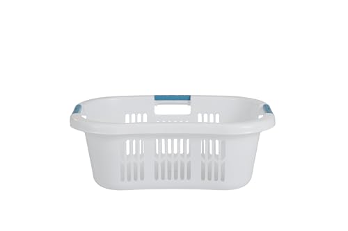 Rubbermaid Large Hip-Hugger Laundry Basket/Hamper, 1.5-Bushel, White, Stackable Storage Bin/Organizer for Bathroom/Bedroom/Dorm/Home - size: 1.5 Bushel, style: Large Hip Hug Basket