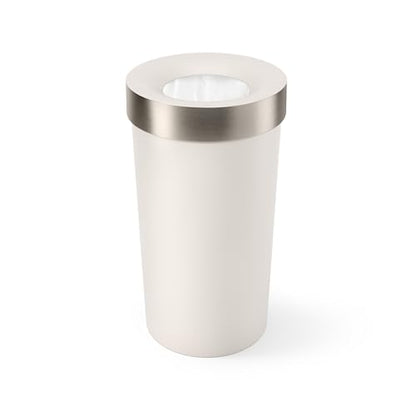 Umbra Vento Kitchen Trash Can, Open Top Bin, 16.5 Gallon, Sand/Nickel | Brushed metal accents, bag concealing design, easy wipe clean, fits home and office, durable plastic - color: Sand/Nickel