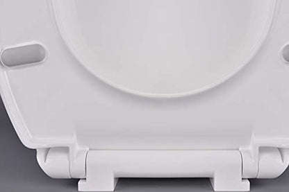 CYRRET Toilet Seat Round with Lid, Slow Close, Easy to Install and Clean, Durable Plastic, White, Replacement Toilet Seats, Fits Standard Round Toilets Bowl - style: Round