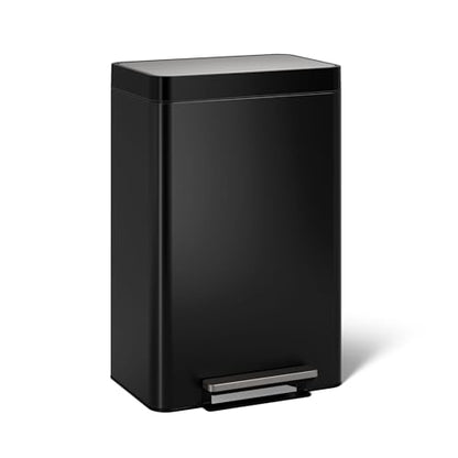 KOHLER K-20956-BST Dual Compartment Step Trash Can, Liner, Black Stainless - color: Black Stainless Steel, size: 11 Gallon - Dual Compartment