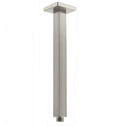 Ceiling Mount Shower Arm with Flange 20 Inches Square Straight Extender Extension Pipe Replacement, Long Shower Arm For Fixed Rain Shower Head or High Ceiling,Brushed Nickel - color: Brushed Nickel, style: 20inch