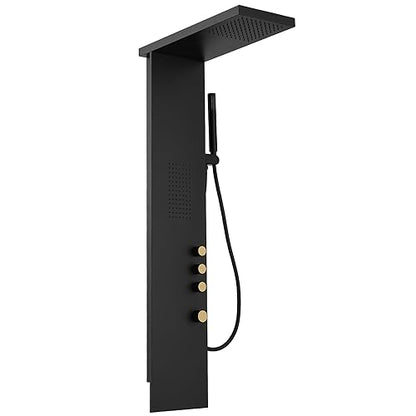 BWE 3 IN 1 Shower Panel Tower System Stainless Steel | Shower Panel Rainfall Shower Head with Handheld Shower and Massage Body Jets Wall Mount Shower System,Matte Black - color: Matte Black