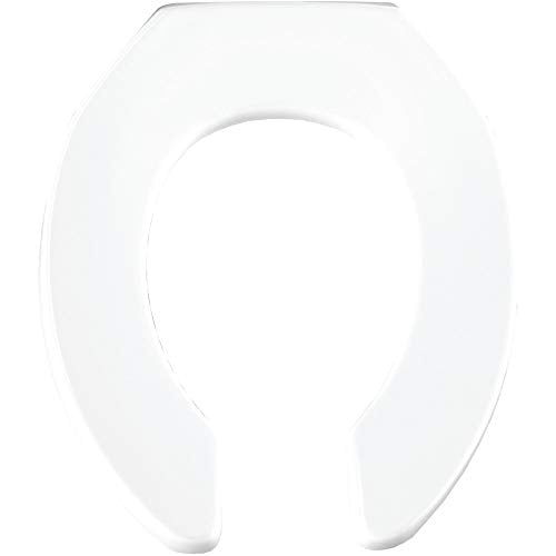 BEMIS 955SSCT Commercial Open Front Plastic Toilet Seat, Heavy Duty Industrial No Slam Seat without Lid, Secure Installation, Made in USA, Round, White - size: Round