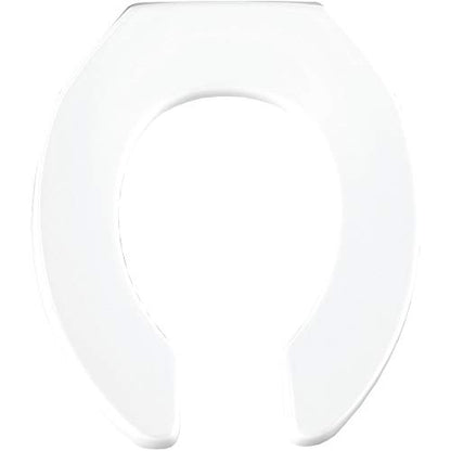 BEMIS 955SSCT Commercial Open Front Plastic Toilet Seat, Heavy Duty Industrial No Slam Seat without Lid, Secure Installation, Made in USA, Round, White - size: Round